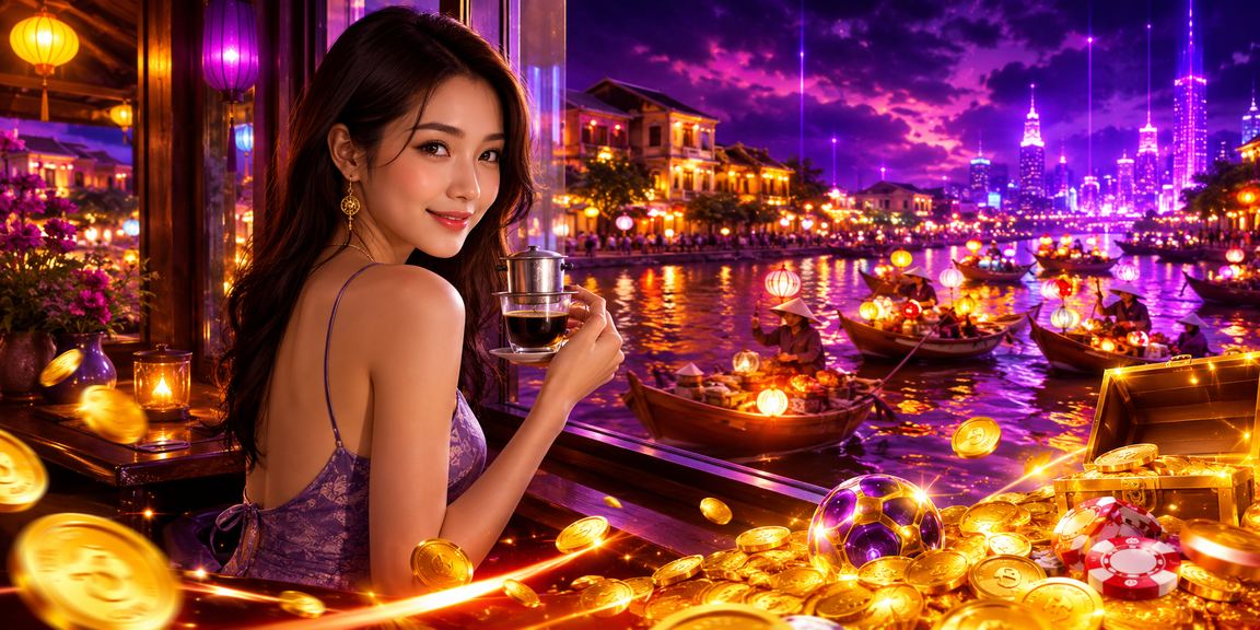 Một cảnh đẹp Hội An với quán cà phê ngoài trời